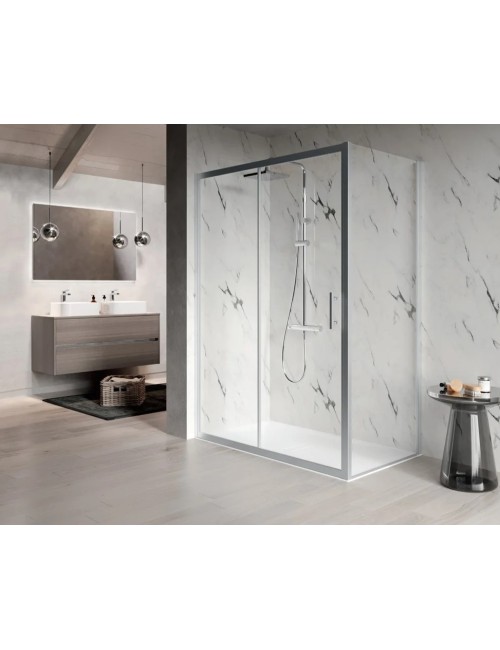 Box doccia Elyane A / lato 67 misura 67-70 / cristallo trasparente / finitura silver