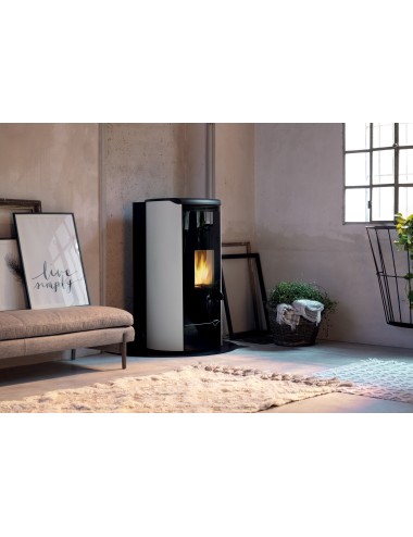 Stufa a pellet ecofire jackie idro 20 kw bianca