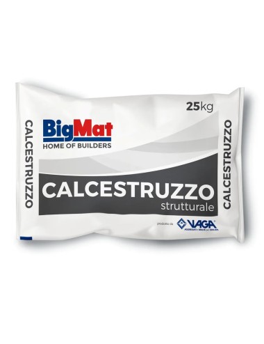 Calcestruzzo strutturale fibrato predosato bigmat rck30 sacchi da 25 kg.