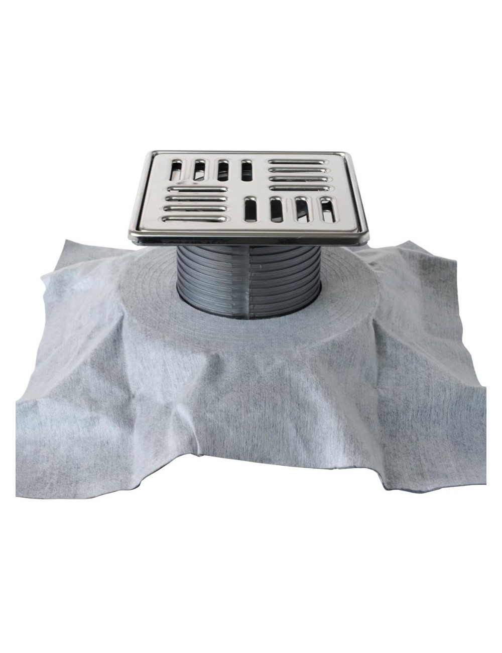 Chiusino sifonato / cm.10x10 / con griglia inox e telo impermeabile