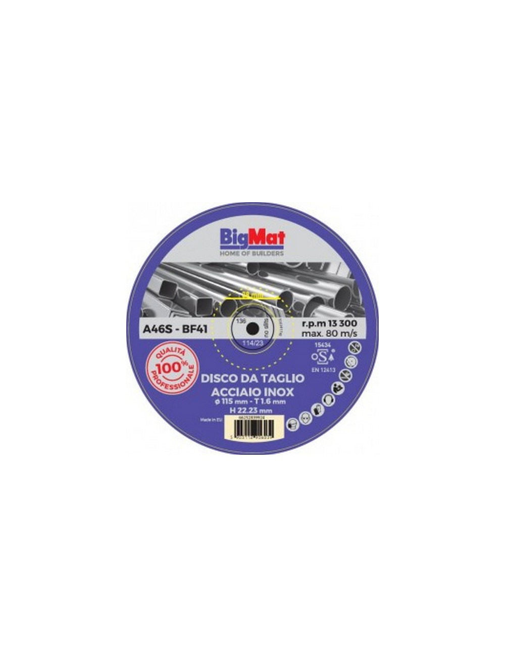 Disco ABRASIVO FERRO / DIAMETRO 115 / 1.6x22 .3 / promo pack 10+1) / BIGMAT