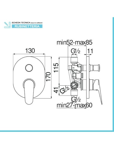 Blues mix doccia incasso con deviat. cromo nobili