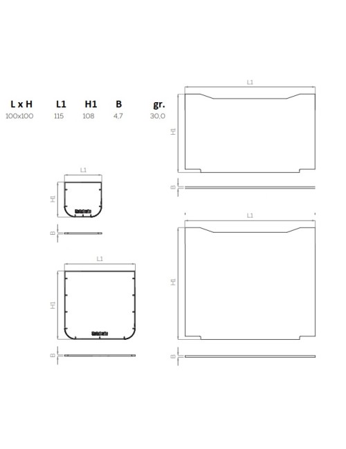 Testata di chiusura per canaletta sab pe.nero.10x100 h.10