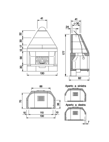 Camino grezzo  / palex patio 86 R /  solo piastra di ghisa posteriore