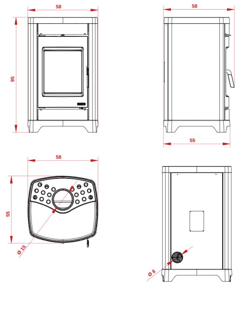 Stufa a legna Charlotte rigenerata caffellatte