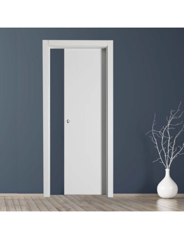 PORTA SCORREVOLE LAMINATO BIANCO 70*210 REVERSIBILE CON KIT SERRATURA NOTTOLINO CROMO SATINATO