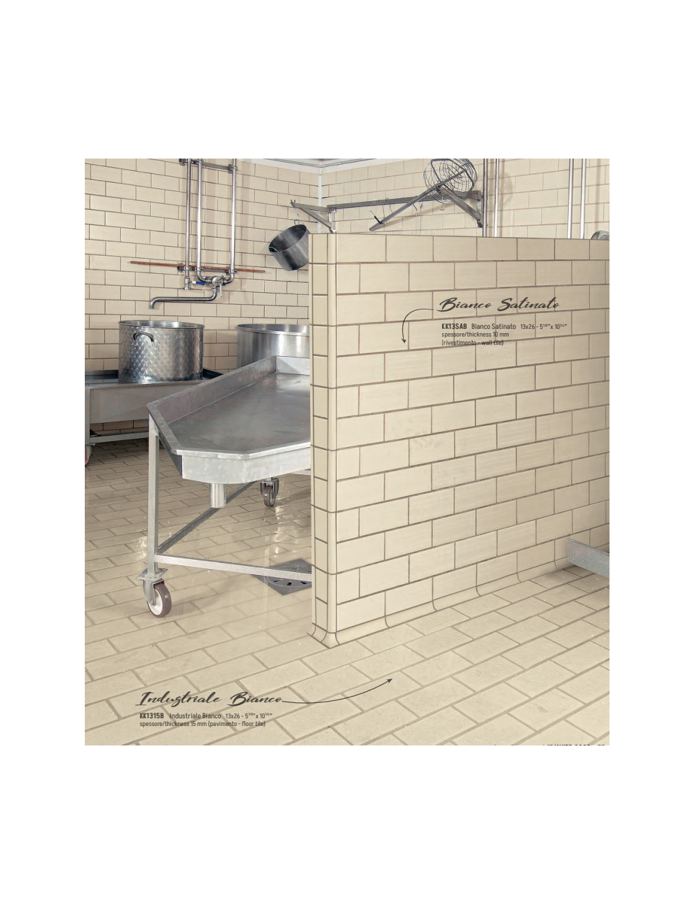 rivestimento in klinker industriale bianco satinato /  13x26