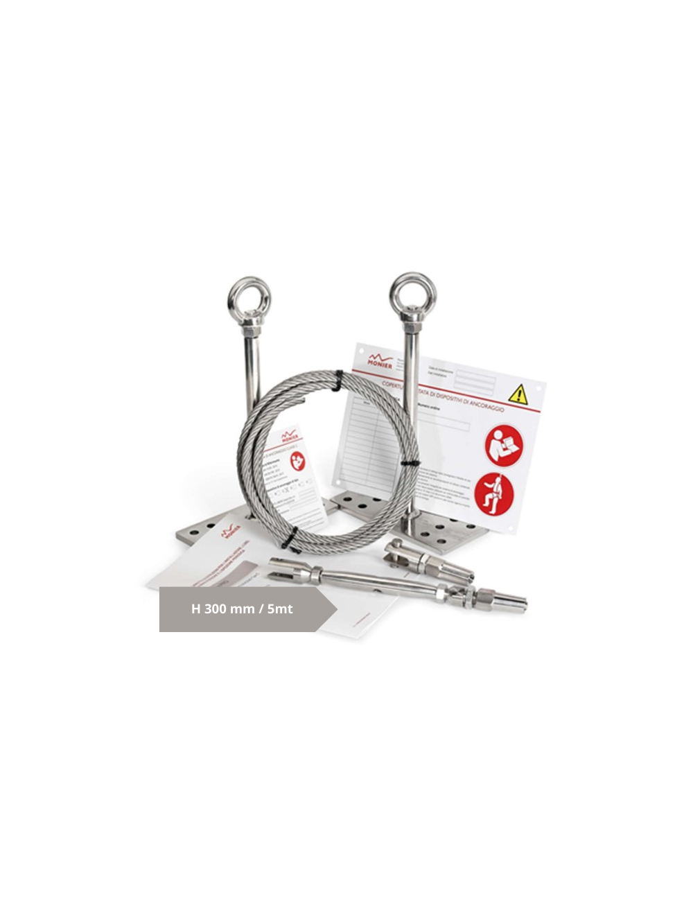 Vitasafe Kit Lineavita Monier / H.300 / 5mt / base Doppia Inclinazione