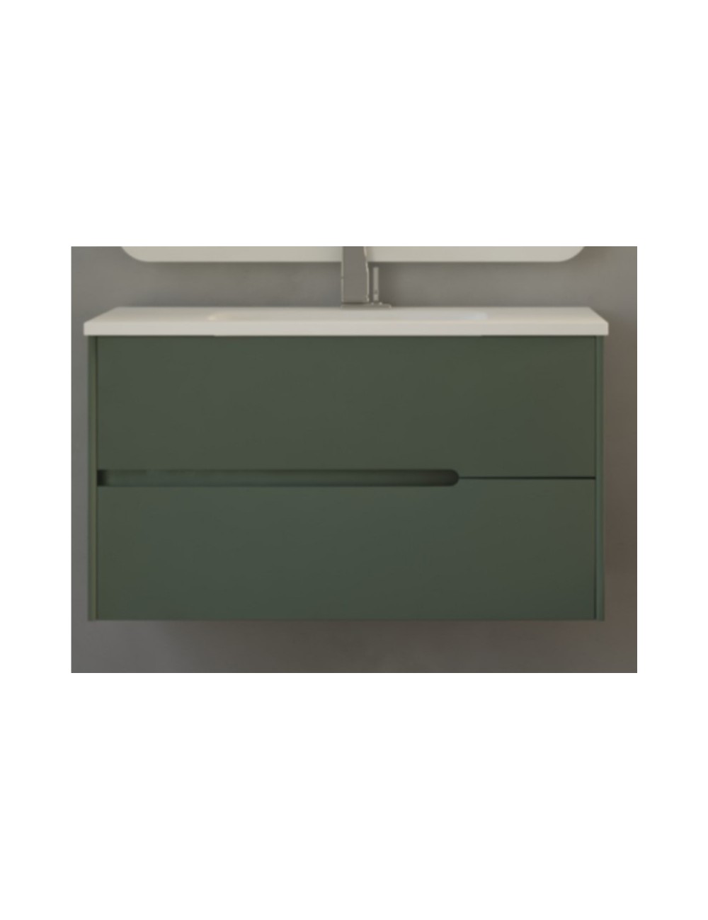 Mobile Bagno Moresco / Verde Opaco / 46x100x55 / 2 cassetti / Specchio / Lampada led